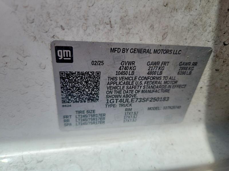2025 Gmc Sierra მანქანა იყიდება აუქციონზე, vin: 1GT4ULE73SF250183, აუქციონის ნომერი: 68935886