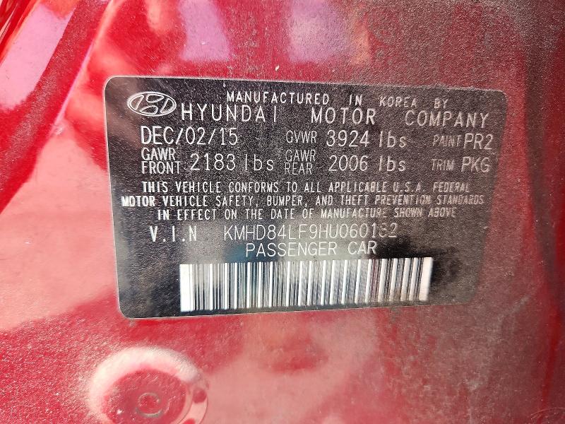 Aukcja sprzedaży 2017 Hyundai Elantra, vin: KMHD84LF9HU060182, numer aukcji: 67068956