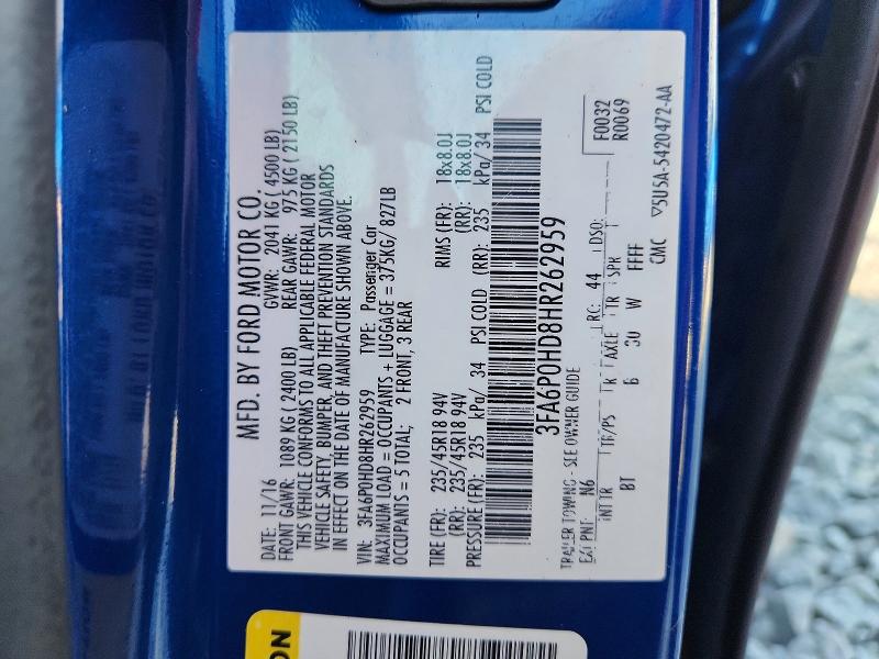 Продаж на аукціоні авто 2017 Ford Fusion, vin: 3FA6P0HD8HR262959, номер лоту: 67684226