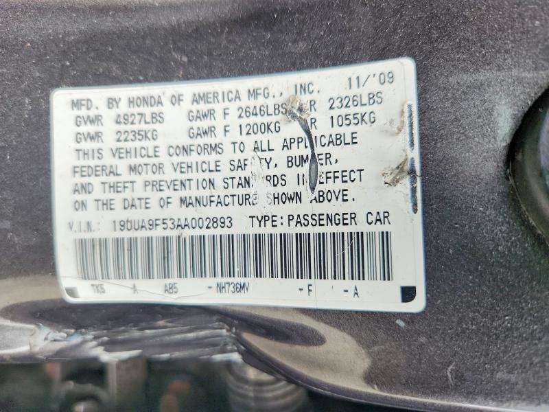 69949576 :رقم المزاد ، 19UUA9F53AA002893 vin ، 2010 Acura Tl مزاد بيع