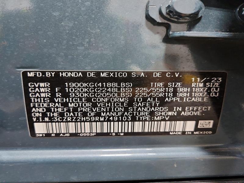 Aukcja sprzedaży 2024 Honda Hr-v, vin: 3CZRZ2H59RM749103, numer aukcji: 68091226