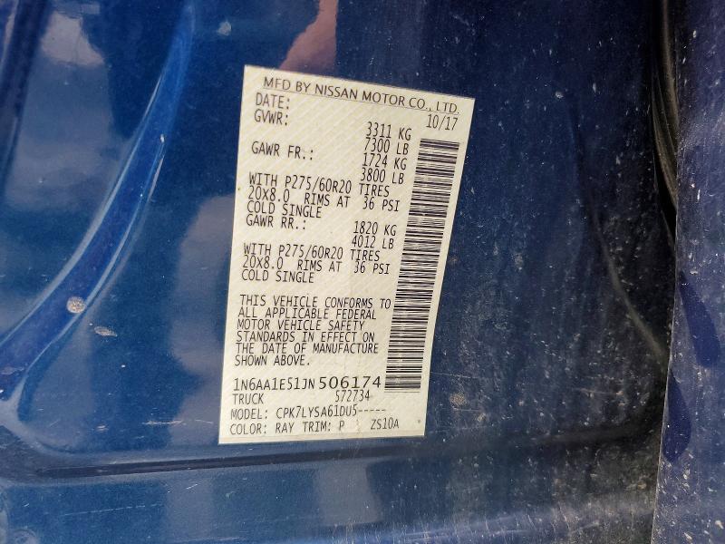 Продажа на аукционе авто 2018 Nissan Titan, vin: 1N6AA1E51JN506174, номер лота: 68783106