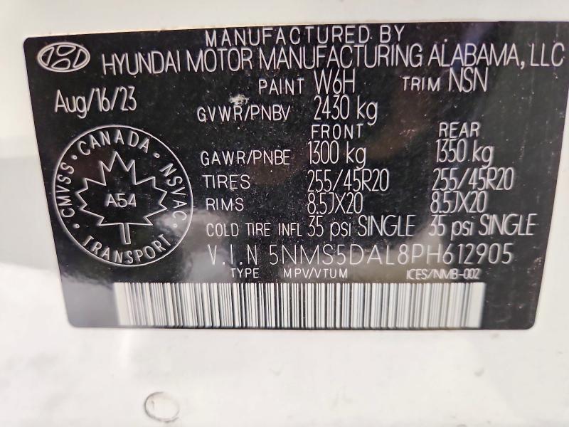 69529226 :رقم المزاد ، 5NMS5DAL8PH612905 vin ، 2023 Hyundai Santa Fe مزاد بيع