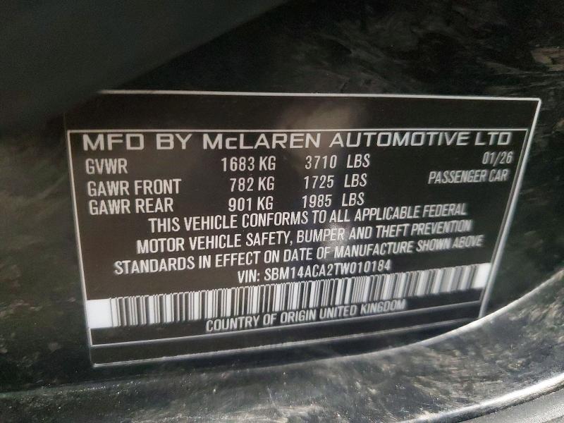71185256 :رقم المزاد ، SBM14ACA2TW010184 vin ، 2026 Mclaren Automotive 750s مزاد بيع