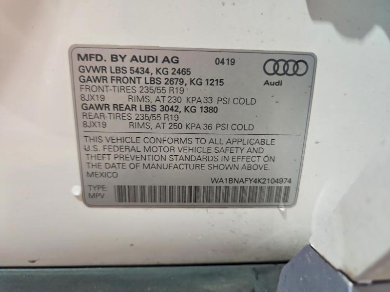 Aukcja sprzedaży 2019 Audi Q5, vin: WA1BNAFY4K2104974, numer aukcji: 69097706