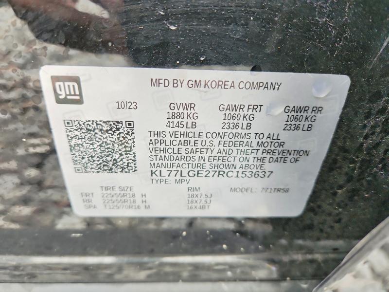 Продажа на аукционе авто 2024 Chevrolet Trax, vin: KL77LGE27RC153637, номер лота: 67702546