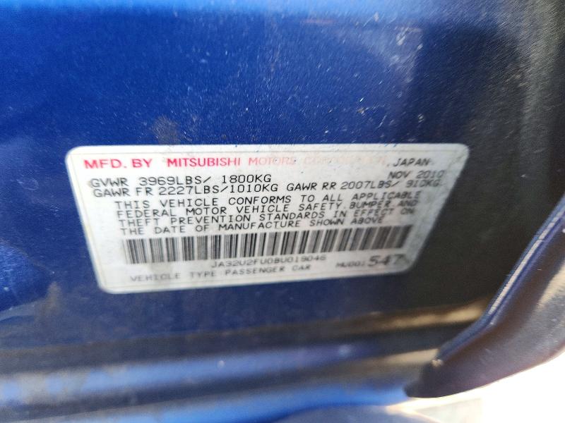 65845196 :رقم المزاد ، JA32U2FU0BU019046 vin ، 2011 Mitsubishi Lancer مزاد بيع