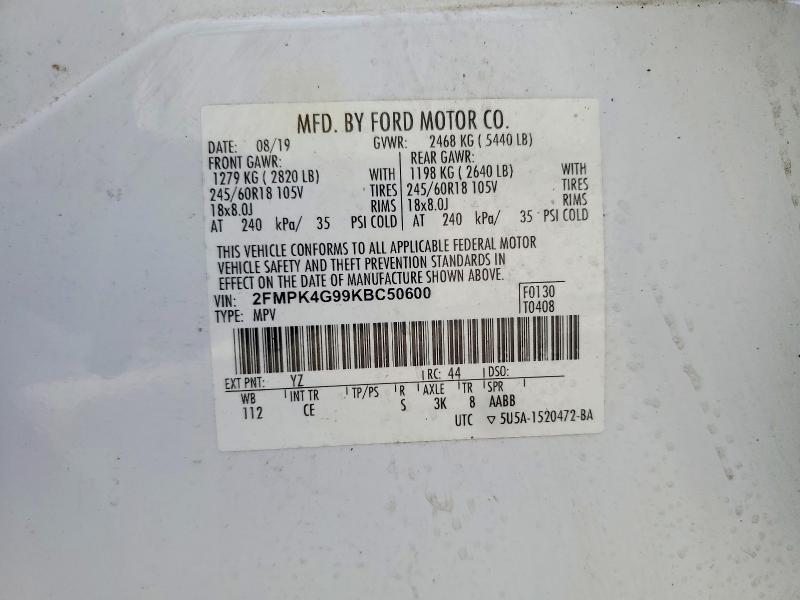 Aukcja sprzedaży 2019 Ford Edge, vin: 2FMPK4G99KBC50600, numer aukcji: 69531056