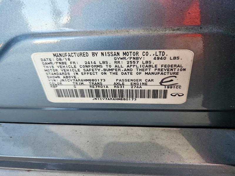 Продажа на аукционе авто 2017 Infiniti Q50, vin: JN1CV7AR4HM680173, номер лота: 68724626