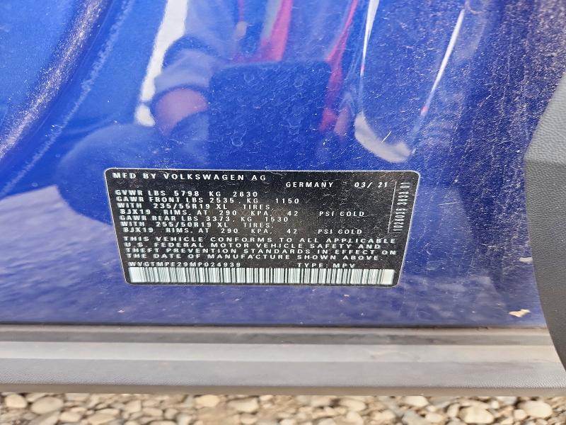 Aukcja sprzedaży 2021 Volkswagen Id.4, vin: WVGTMPE29MP024939, numer aukcji: 69936046