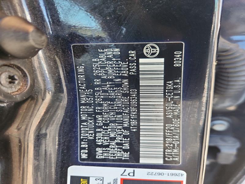 Aukcja sprzedaży 2015 Toyota Camry, vin: 4T1BF1FK9FU963403, numer aukcji: 69345866