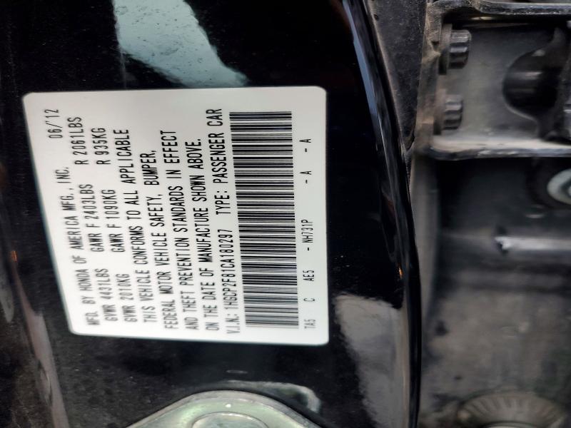Aukcja sprzedaży 2012 Honda Accord, vin: 1HGCP2F81CA180297, numer aukcji: 67810346