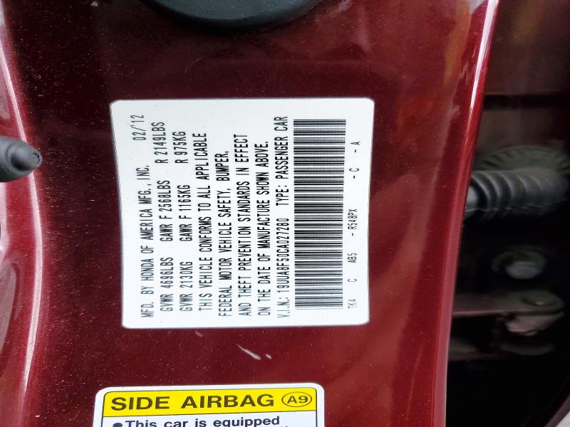 Продажа на аукционе авто 2012 Acura Tl, vin: 19UUA8F50CA027280, номер лота: 67340226