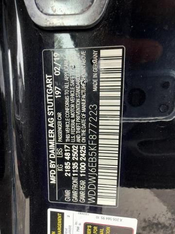 2019 Mercedes-benz C მანქანა იყიდება აუქციონზე, vin: WDDWJ6EB5KF877223, აუქციონის ნომერი: 71277026