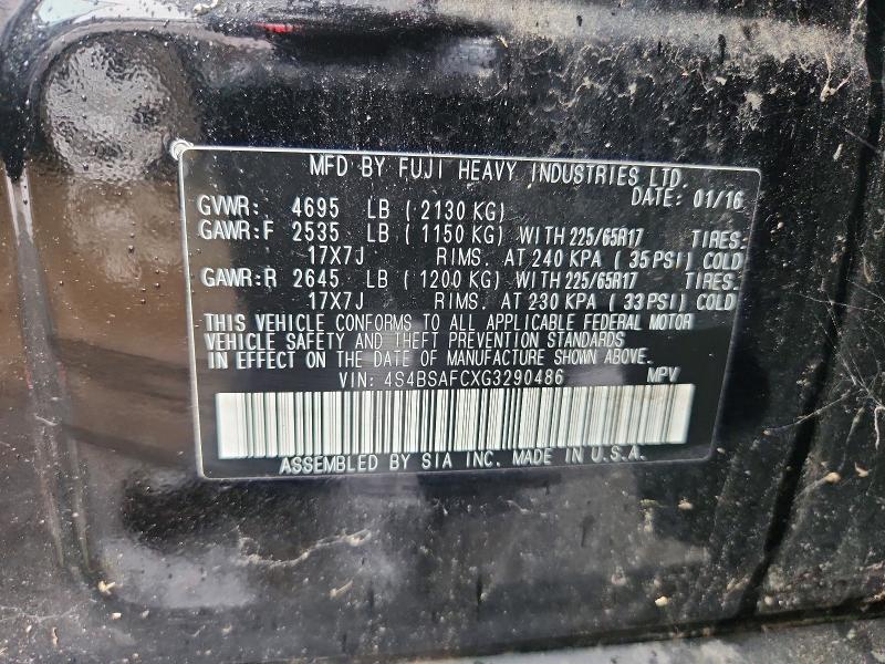 Aukcja sprzedaży 2016 Subaru Outback, vin: 4S4BSAFCXG3290486, numer aukcji: 70984806