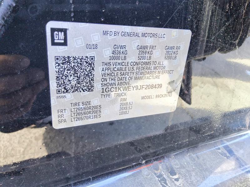 67833356 :رقم المزاد ، 1GC1KWEY9JF208439 vin ، 2018 Chevrolet Silverado مزاد بيع