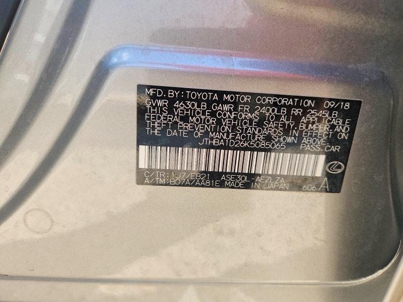 Aukcja sprzedaży 2019 Lexus Is, vin: JTHBA1D26K5085065, numer aukcji: 70718396