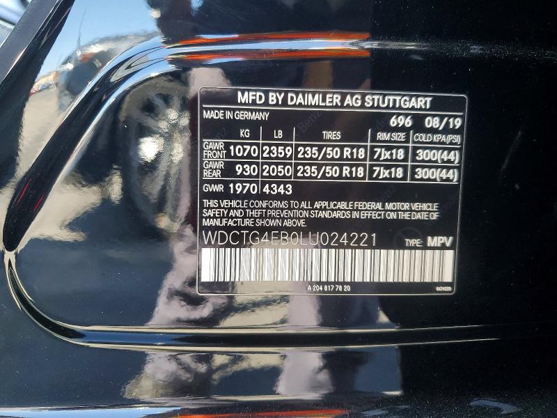 67514276 :رقم المزاد ، WDCTG4EB0LU024221 vin ، 2020 Mercedes-benz Gla مزاد بيع