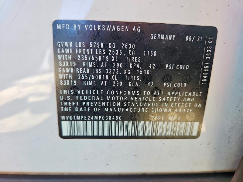 Продажа на аукционе авто 2021 Volkswagen Id.4, vin: WVGTMPE24MP038490, номер лота: 69088986