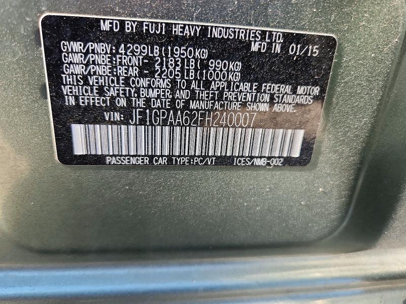 Продажа на аукционе авто 2015 Subaru Impreza, vin: JF1GPAA62FH240007, номер лота: 68643656