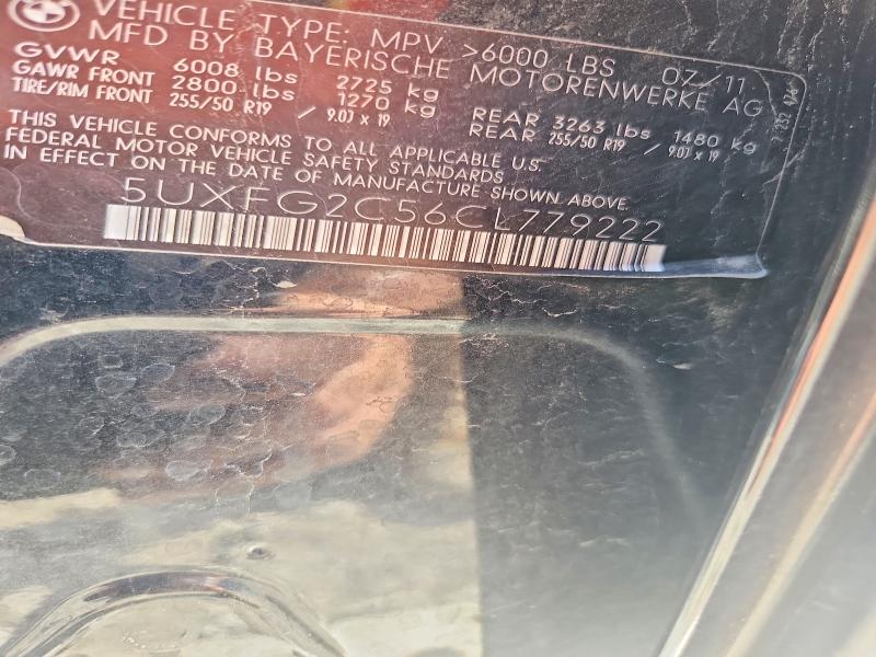 68801976 :رقم المزاد ، 5UXFG2C56CL779222         vin ، 2012 Bmw X6 مزاد بيع