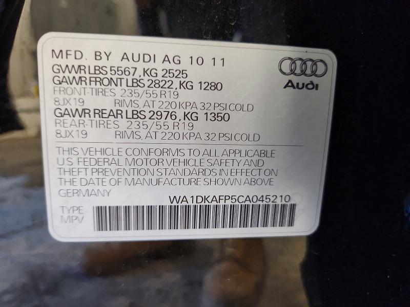 Продажа на аукционе авто 2012 Audi Q5, vin: WA1DKAFP5CA045210, номер лота: 70665596