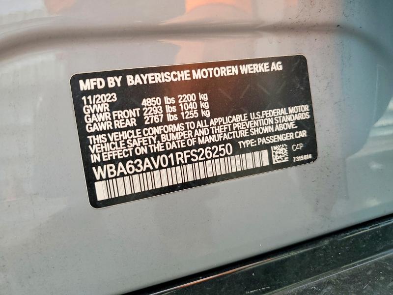 Aukcja sprzedaży 2024 Bmw 430i, vin: WBA63AV01RFS26250, numer aukcji: 67178916