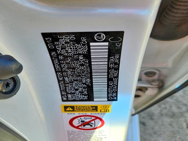 2013 Lexus Es მანქანა იყიდება აუქციონზე, vin: JTHBK1GG7D2074147, აუქციონის ნომერი: 67976766