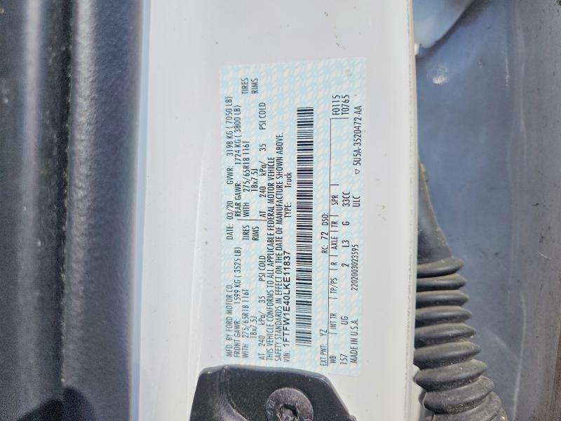 69914176 :رقم المزاد ، 1FTFW1E40LKE11837 vin ، 2020 Ford F150 مزاد بيع