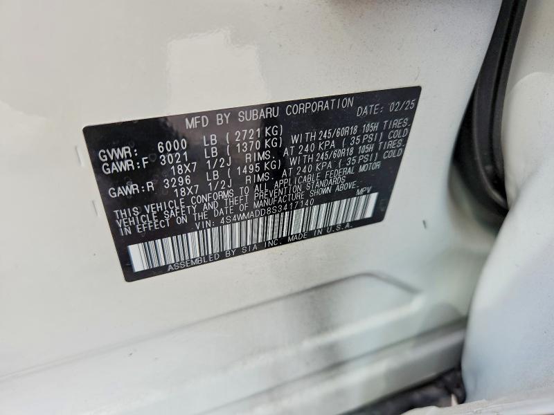 2025 Subaru Ascent მანქანა იყიდება აუქციონზე, vin: 4S4WMADD8S3417140, აუქციონის ნომერი: 69565536