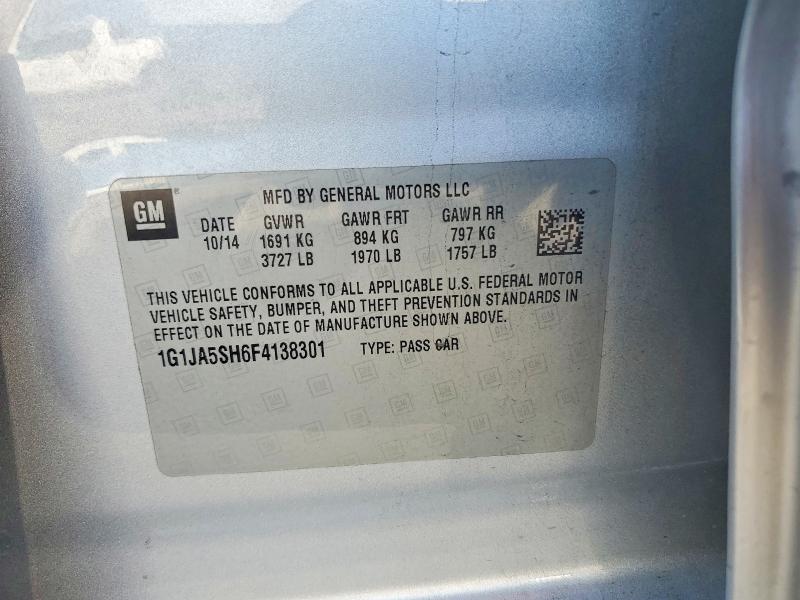 2015 Chevrolet Sonic მანქანა იყიდება აუქციონზე, vin: 1G1JA5SH6F4138301, აუქციონის ნომერი: 68026546
