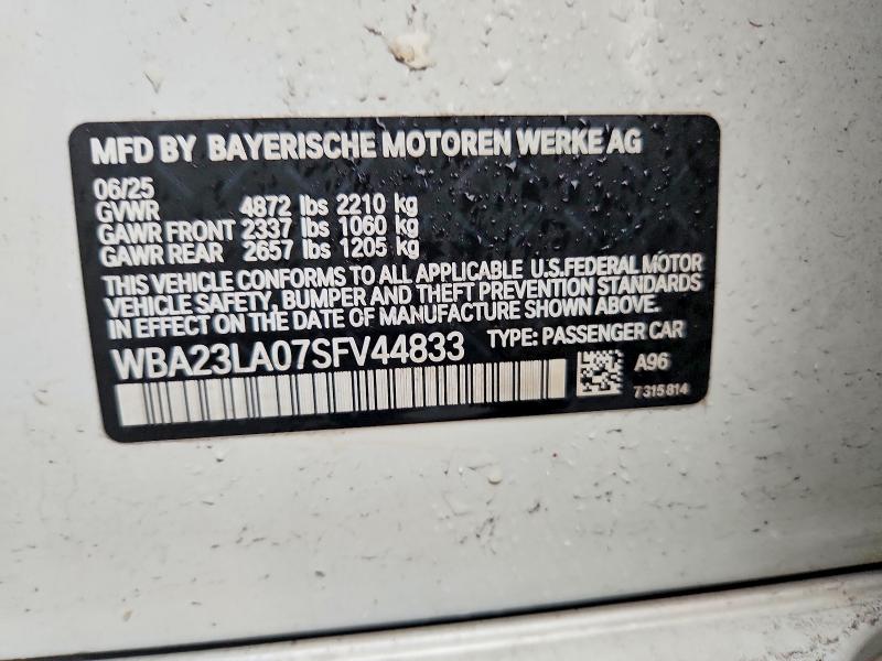 Aukcja sprzedaży 2025 Bmw 330xi, vin: WBA23LA07SFV44833, numer aukcji: 69934726