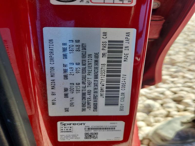 67209856 :رقم المزاد ، JM1BM1W71F1233718 vin ، 2015 Mazda 3 مزاد بيع