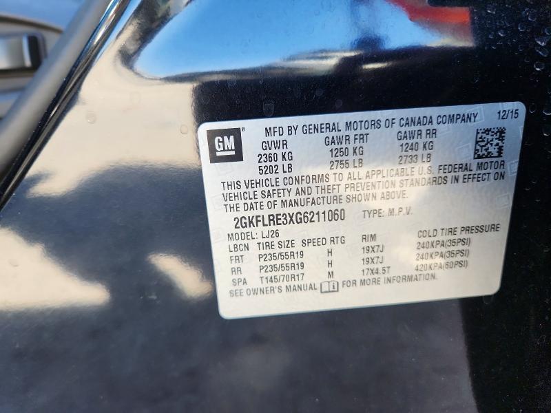 Aukcja sprzedaży 2016 Gmc Terrain, vin: 2GKFLRE3XG6211060, numer aukcji: 68868306