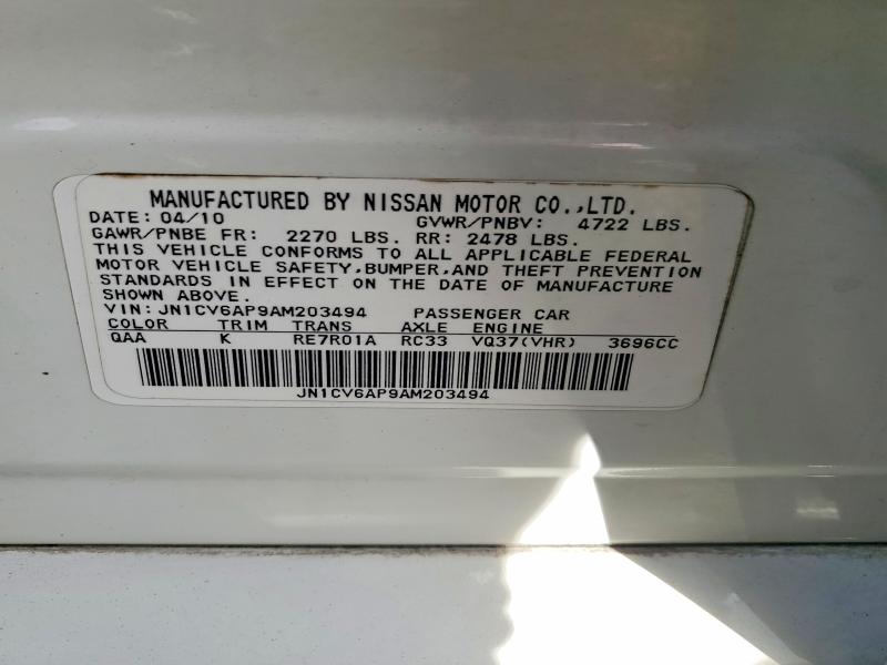 Продажа на аукционе авто 2010 Infiniti G37, vin: JN1CV6AP9AM203494, номер лота: 70521546