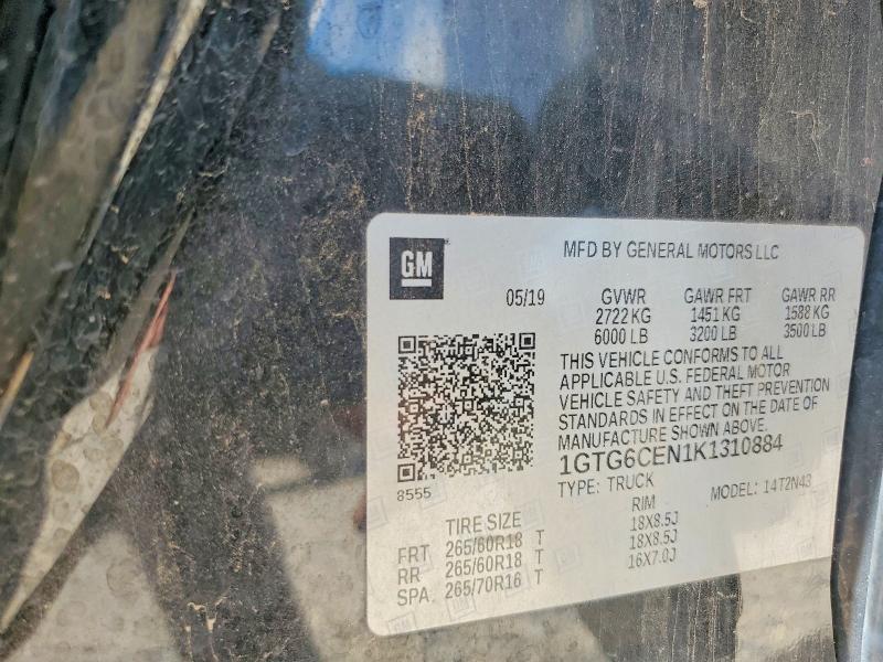 68103456 :رقم المزاد ، 1GTG6CEN1K1310884 vin ، 2019 Gmc Canyon مزاد بيع