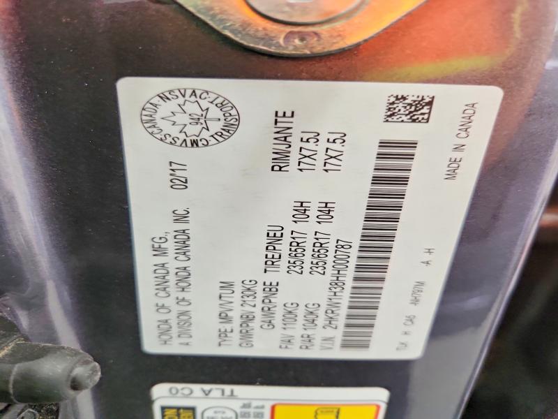 68093106 :رقم المزاد ، 2HKRW1H38HH000787 vin ، 2017 Honda Cr-v مزاد بيع