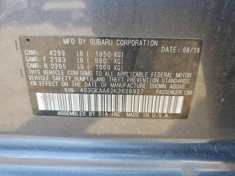 Продажа на аукционе авто 2019 Subaru Impreza, vin: 4S3GKAA62K3626927, номер лота: 68855756
