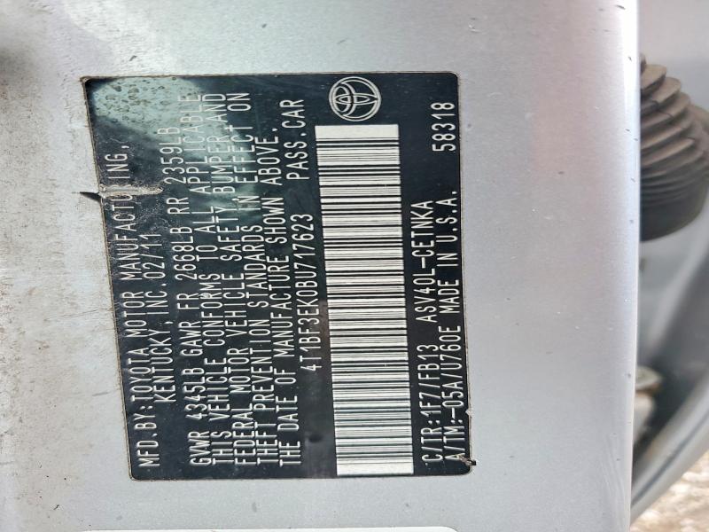 2011 Toyota Camry მანქანა იყიდება აუქციონზე, vin: 4T1BF3EK0BU717623, აუქციონის ნომერი: 68494366