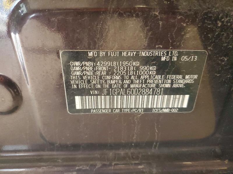 Aukcja sprzedaży 2013 Subaru Impreza, vin: JF1GPAL60D2884781, numer aukcji: 69785576