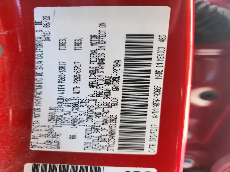 2022 Toyota Tacoma მანქანა იყიდება აუქციონზე, vin: 3TMCZ5AN0NM512825, აუქციონის ნომერი: 69637216