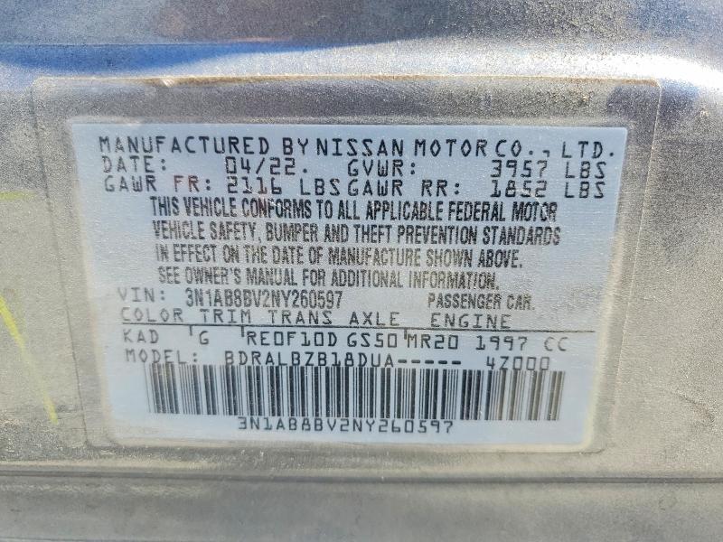 Продаж на аукціоні авто 2022 Nissan Sentra, vin: 3N1AB8BV2NY260597, номер лоту: 68246926