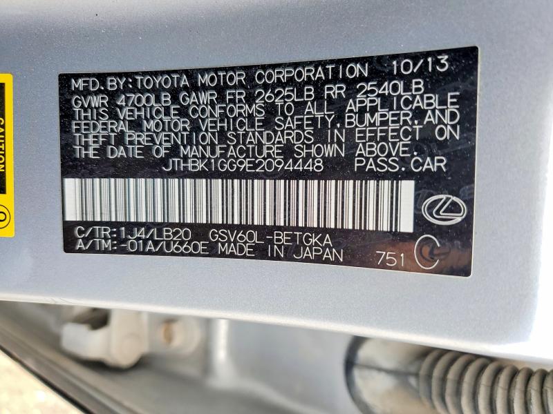 Продаж на аукціоні авто 2014 Lexus Es, vin: JTHBK1GG9E2094448, номер лоту: 69372176
