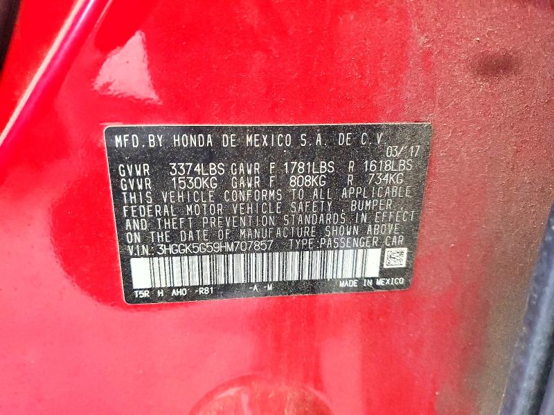 2017 Honda Fit მანქანა იყიდება აუქციონზე, vin: 3HGGK5G59HM707857, აუქციონის ნომერი: 69678626
