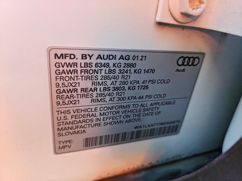Aukcja sprzedaży 2021 Audi Q7, vin: WA1LXAF77MD030074        , numer aukcji: 68842466
