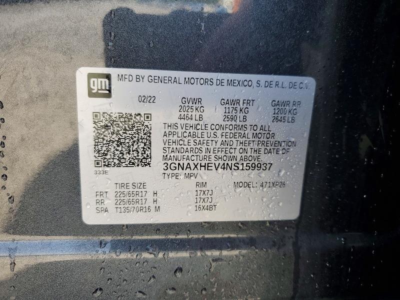 Продажа на аукционе авто 2022 Chevrolet Equinox, vin: 3GNAXHEV4NS159937, номер лота: 67445456