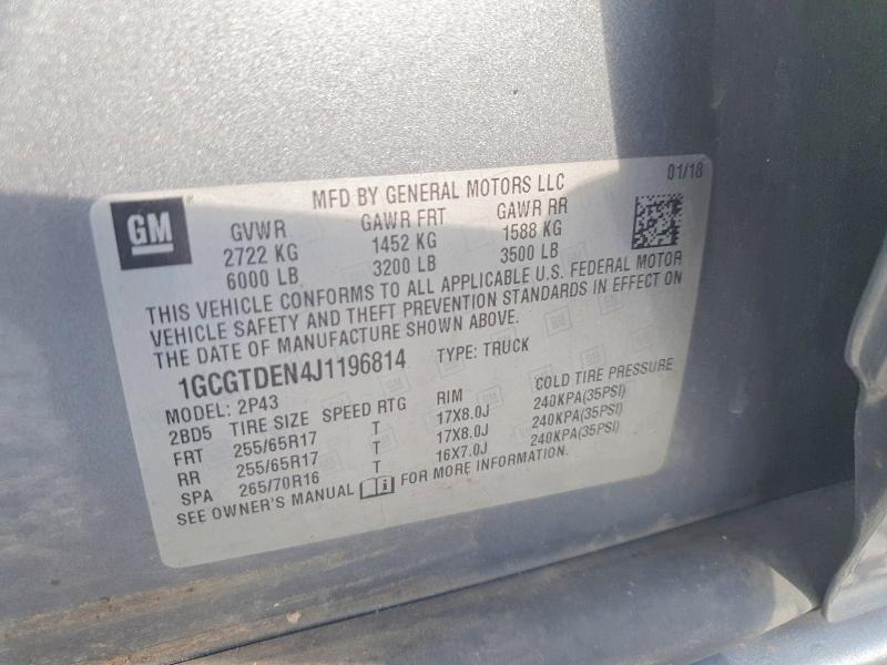 67250416 :رقم المزاد ، 1GCGTDEN4J1196814 vin ، 2018 Chevrolet Colorado مزاد بيع