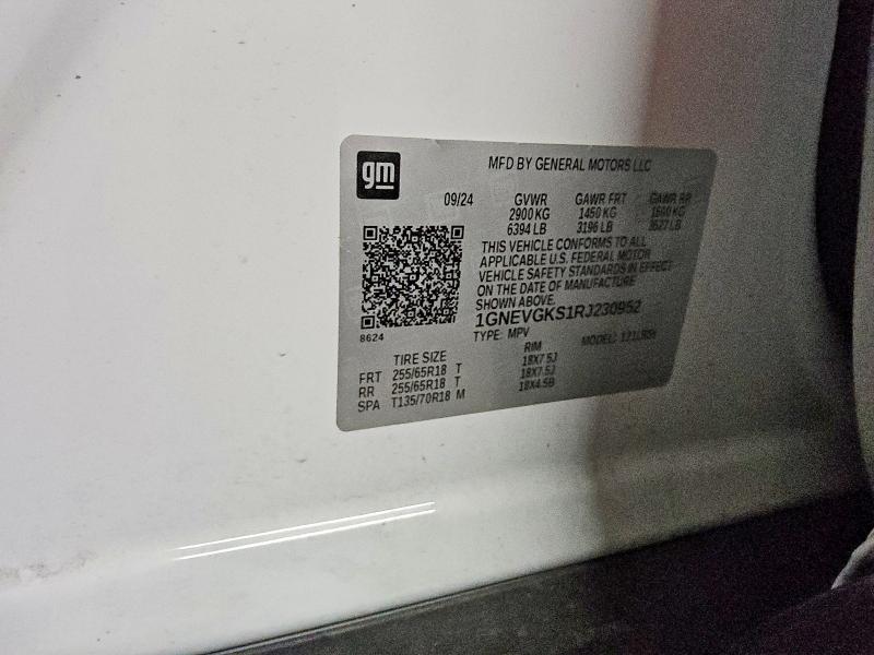 Aukcja sprzedaży 2024 Chevrolet Traverse, vin: 1GNEVGKS1RJ230952, numer aukcji: 70551866