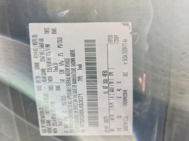 67937586 :رقم المزاد ، 1FTBR3X89LKB28371 vin ، 2020 Ford Transit 250 مزاد بيع