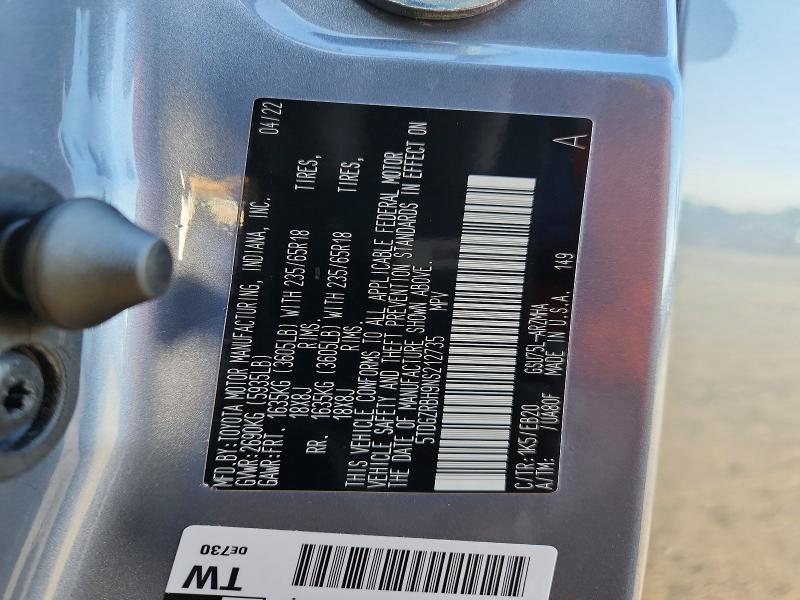 67417346 :رقم المزاد ، 5TDGZRBH9NS212735 vin ، 2026 Toyota Highlander مزاد بيع